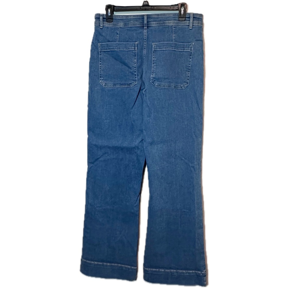 Avec Les Filles Blue High Rise Flare Leg Front Patch Pocket Jeans Size 31 83108